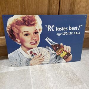 Desperate Enterprises, Inc.-“ I Love Lucy” RC Cola Blue Tin Sign 16 X 10.5
